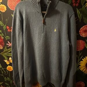 Ralph Lauren Dusty Blue Quarter Zip-Up Sweater